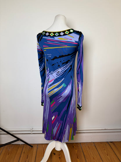Vintage Emilio Pucci Silk Long Sleeve Dress Multicolor XS