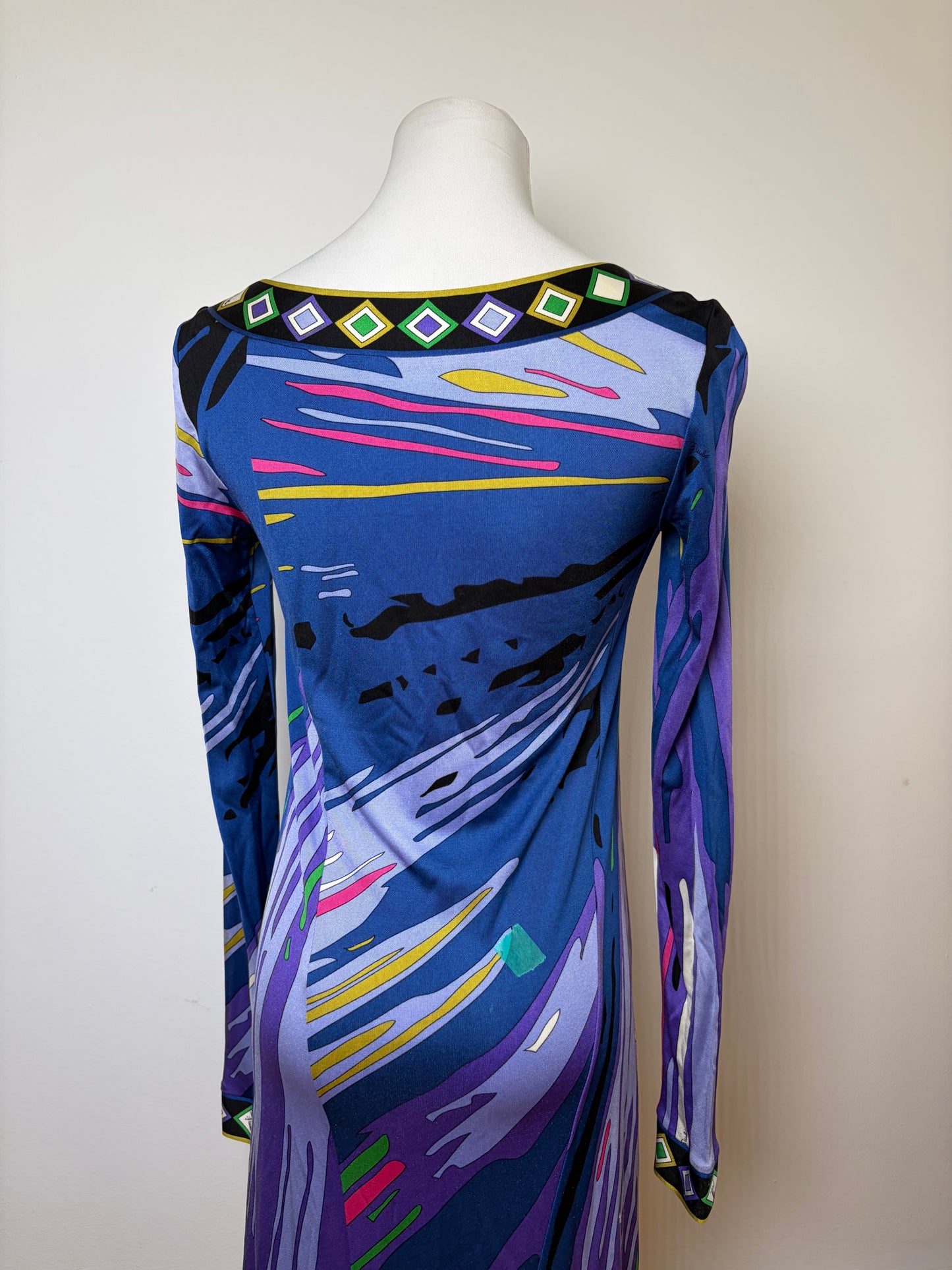 Vintage Emilio Pucci Silk Long Sleeve Dress Multicolor XS