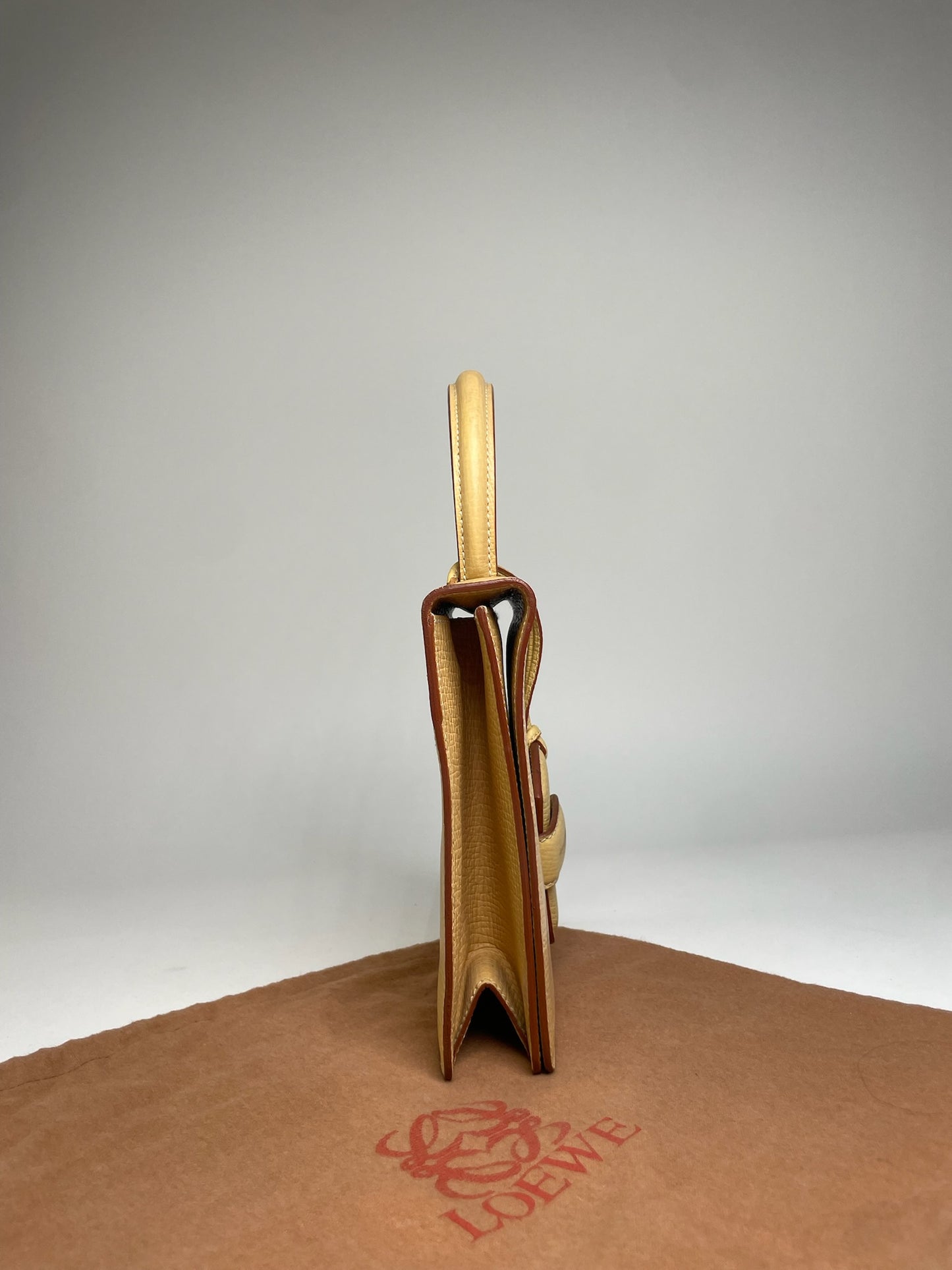 Vintage Loewe Madrid Leather Handbag Beige / Yellow