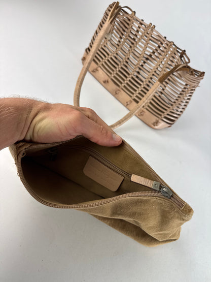 Vintage Salvatore Ferragamo Cage Leather Bag Brown