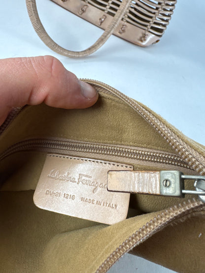 Vintage Salvatore Ferragamo Cage Leather Bag Brown