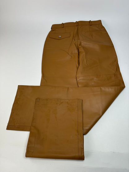 Vintage Courreges Leather Pants Brown M