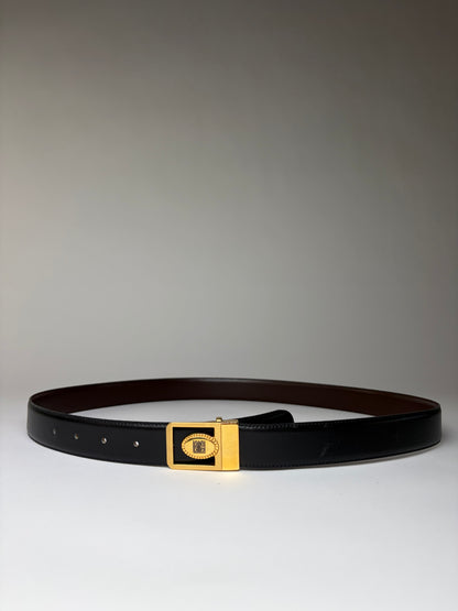 Vintage Givenchy Leather Belt Black Gold Buckle
