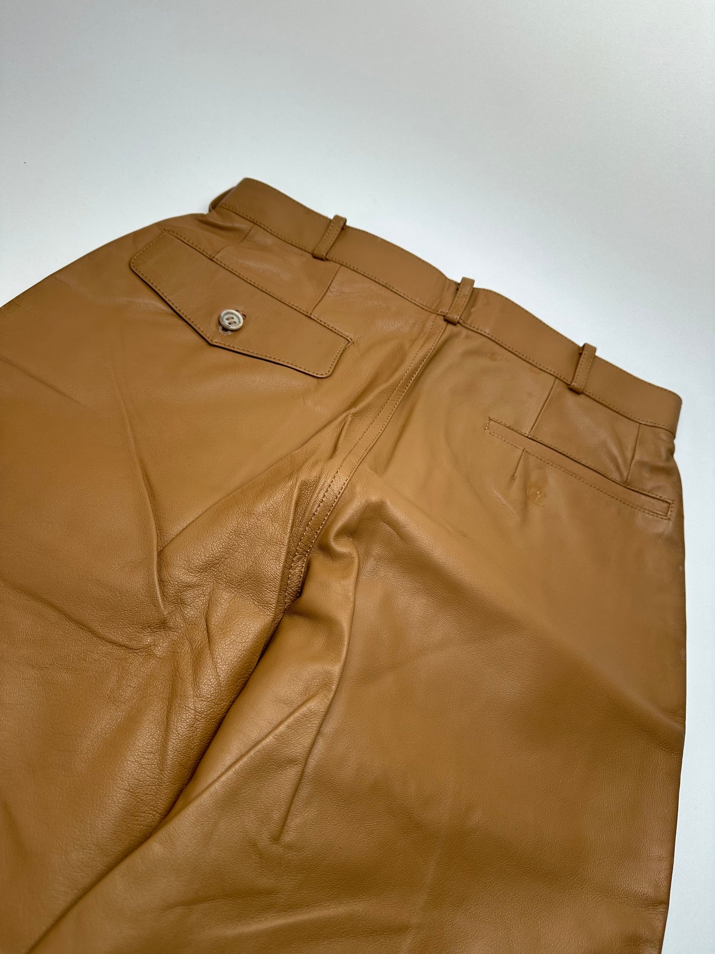 Vintage Courreges Leather Pants Brown M