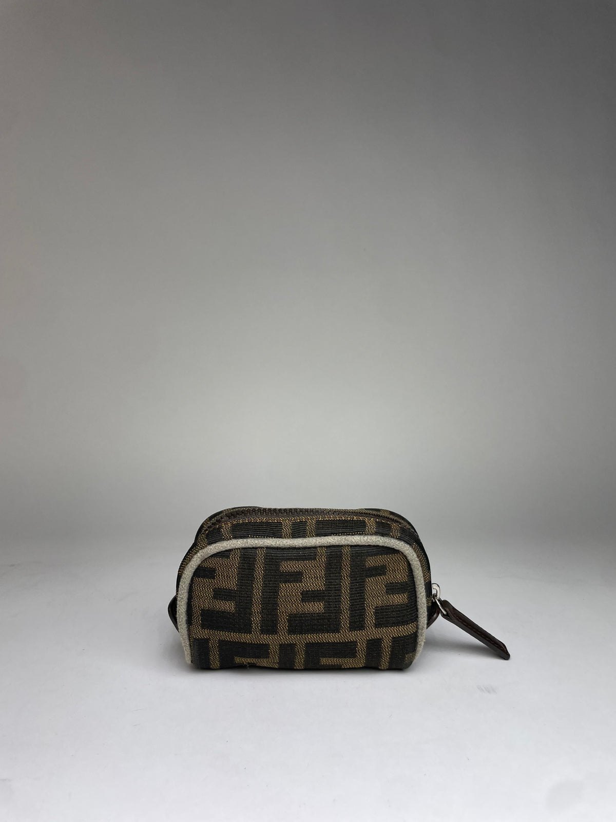Vintage Fendi Zucca Canvas Cosmetic Pouch Late 1980s Brown Black