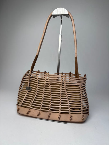 Vintage Salvatore Ferragamo Cage Leather Bag Brown