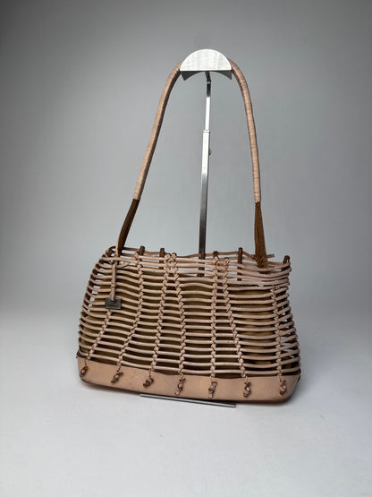 Vintage Salvatore Ferragamo Cage Leather Bag Brown