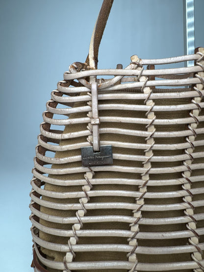 Vintage Salvatore Ferragamo Cage Leather Bag Brown