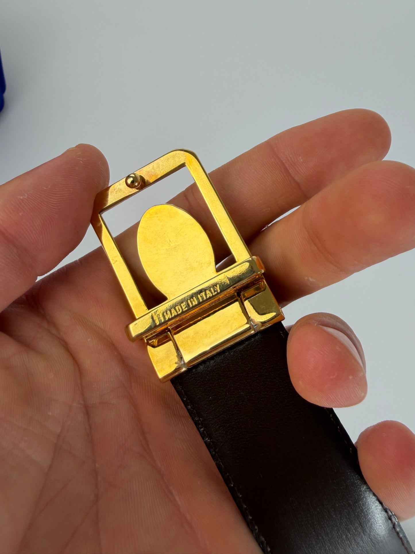Vintage Givenchy Leather Belt Black Gold Buckle
