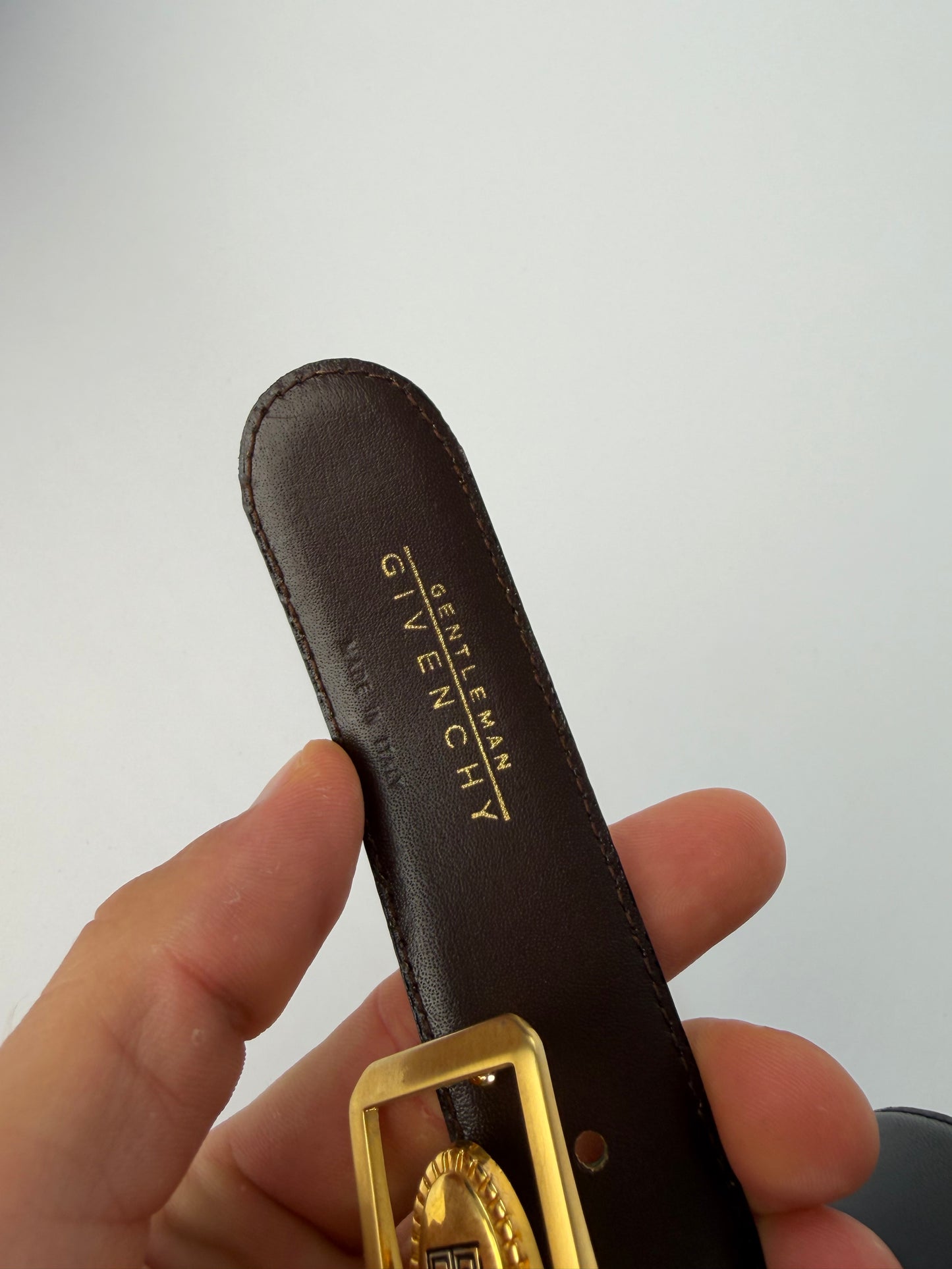 Vintage Givenchy Leather Belt Black Gold Buckle