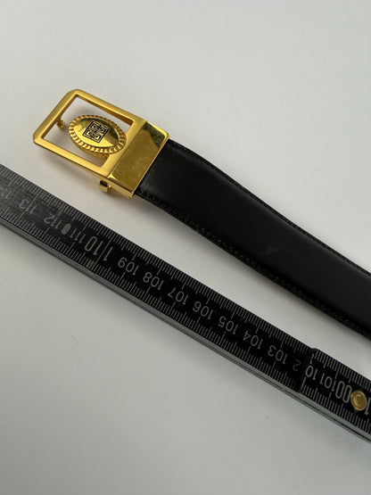 Vintage Givenchy Leather Belt Black Gold Buckle