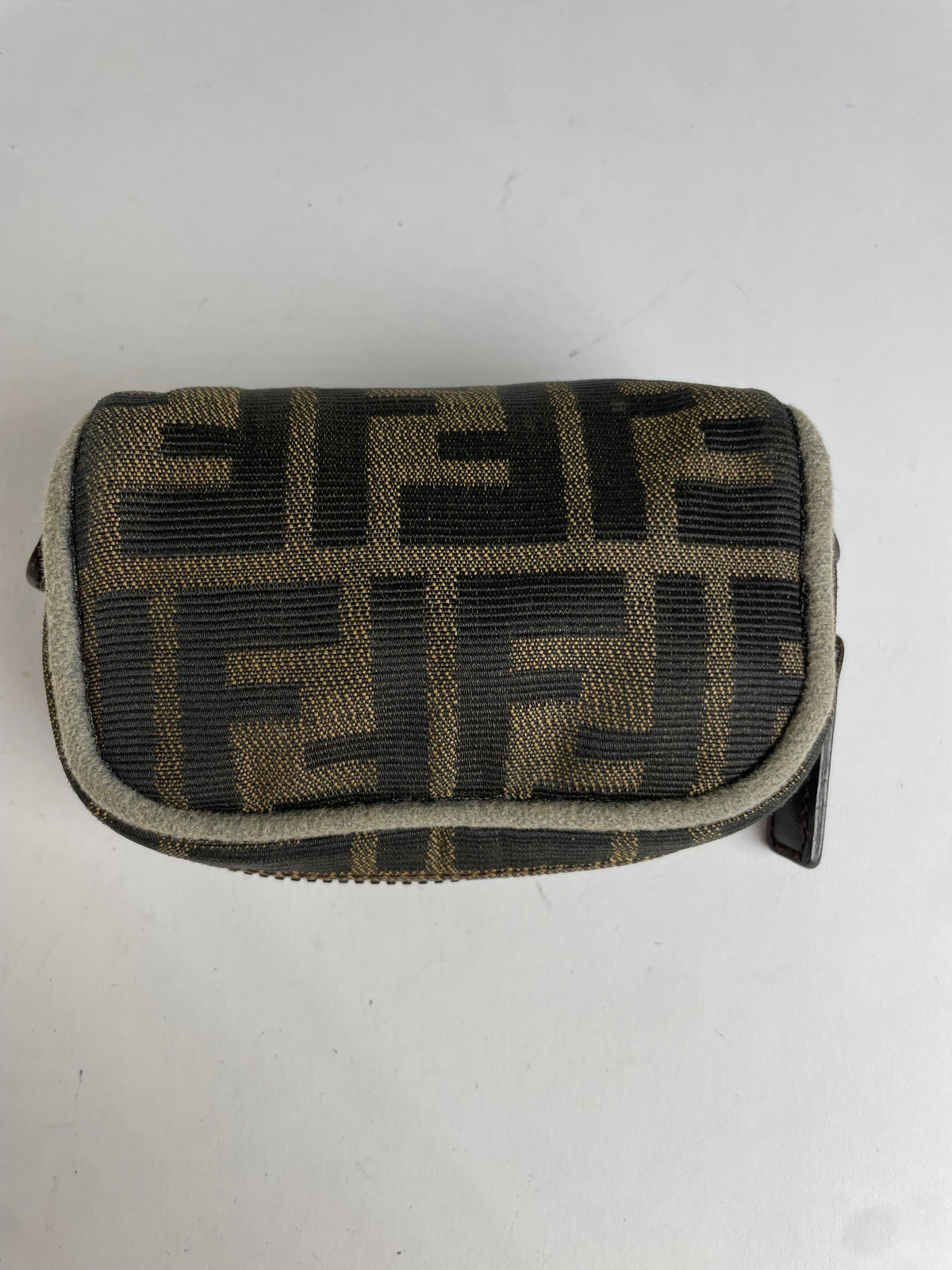 Vintage Fendi Zucca Canvas Cosmetic Pouch Late 1980s Brown Black