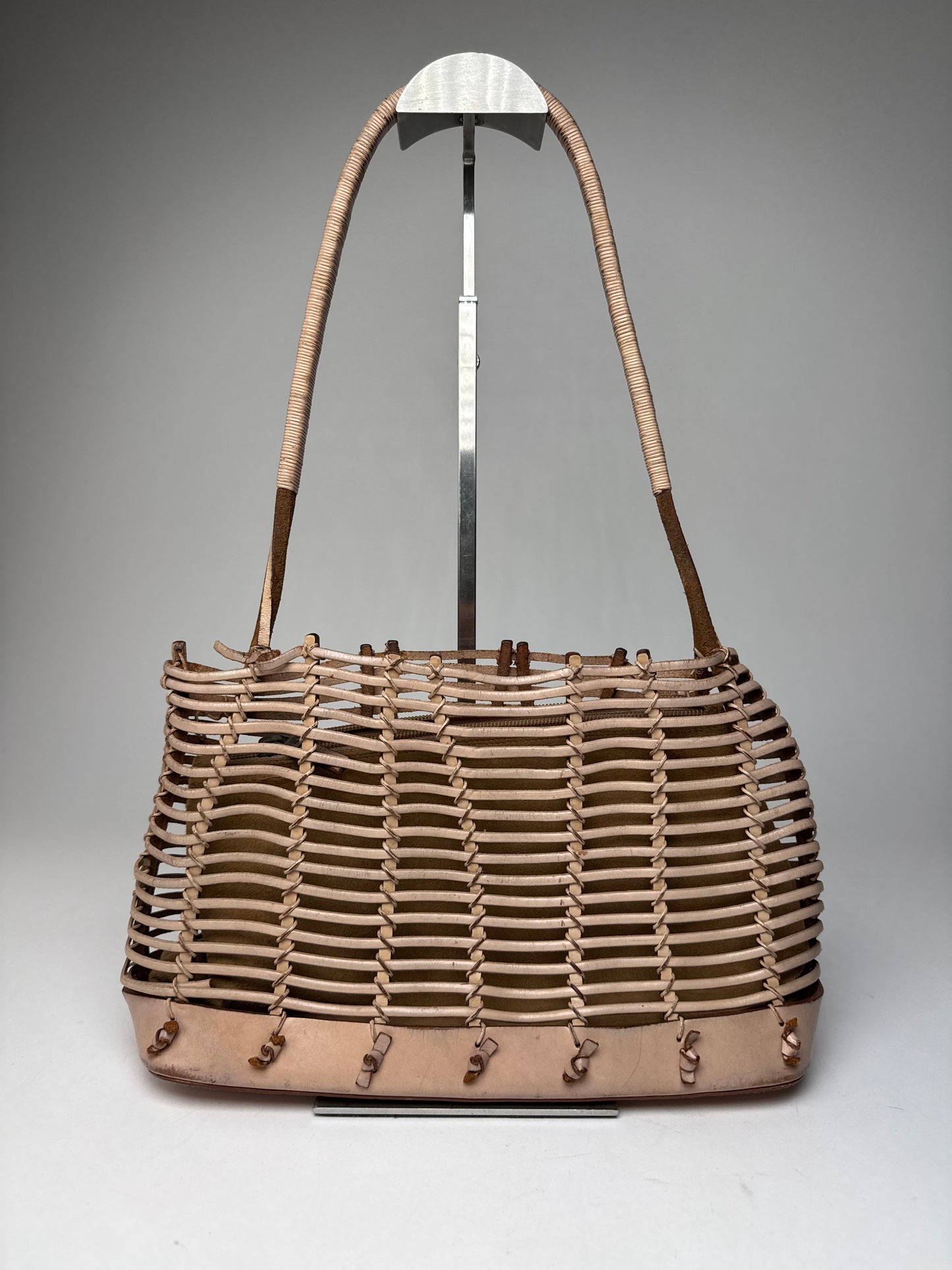 Vintage Salvatore Ferragamo Cage Leather Bag Brown