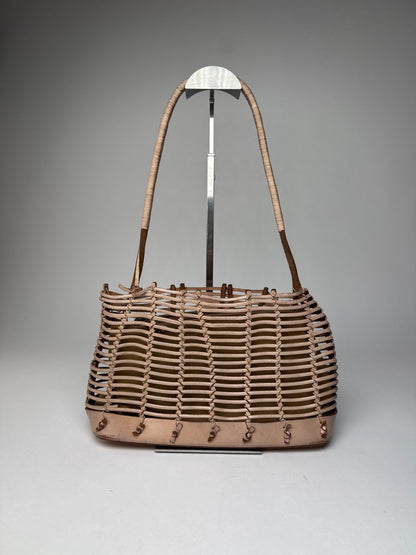 Vintage Salvatore Ferragamo Cage Leather Bag Brown