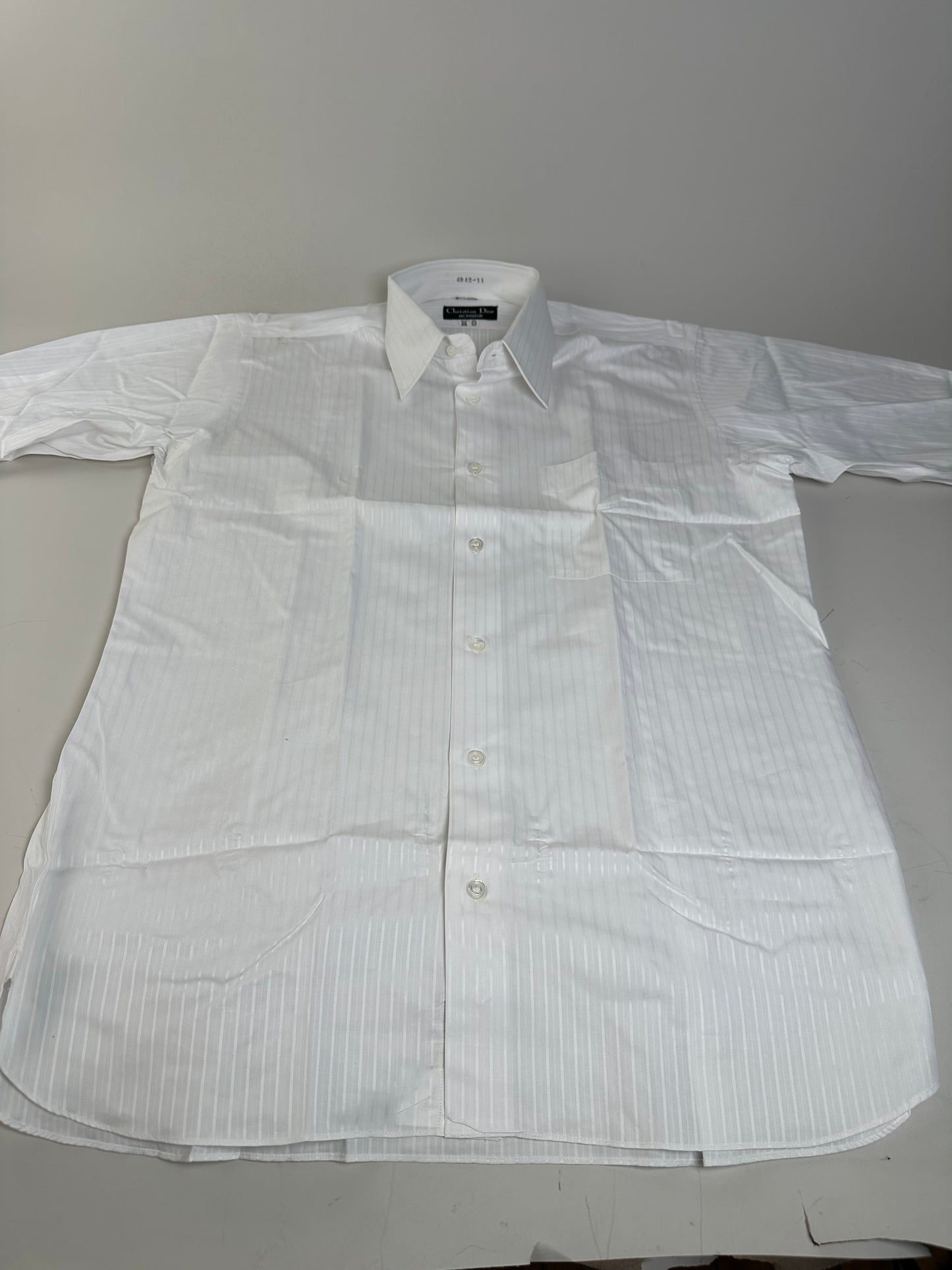 Vintage Dior Men's Cotton Shirt Striped White M