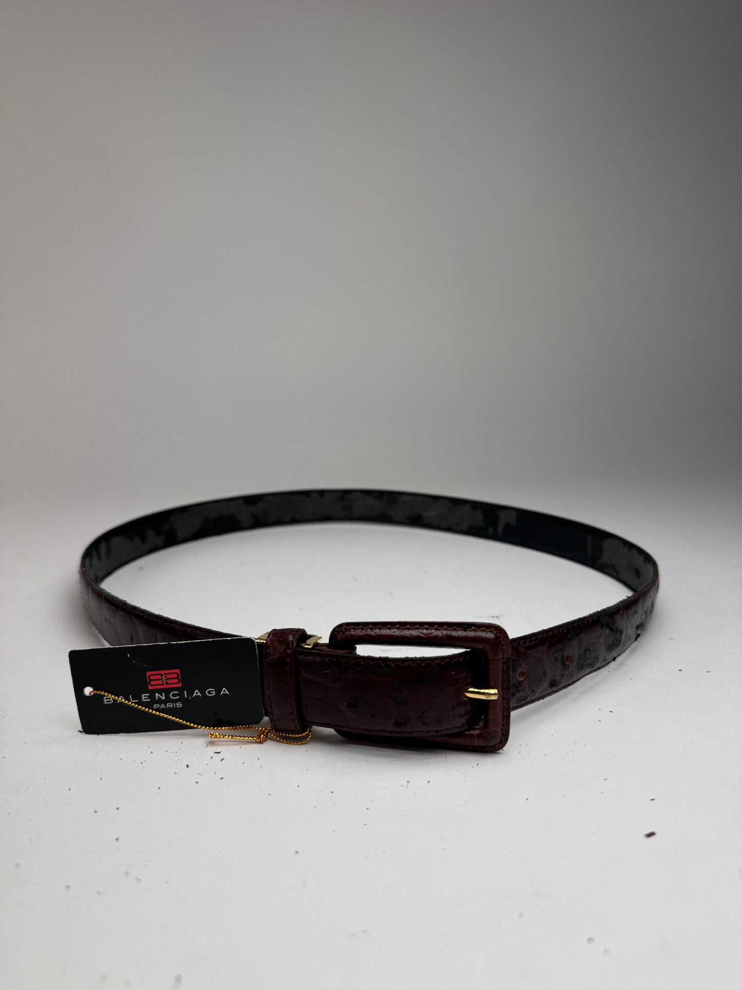 Vintage Balenciaga Purple patent leather belt crocodile emblossed