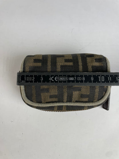 Vintage Fendi Zucca Canvas Cosmetic Pouch Late 1980s Brown Black