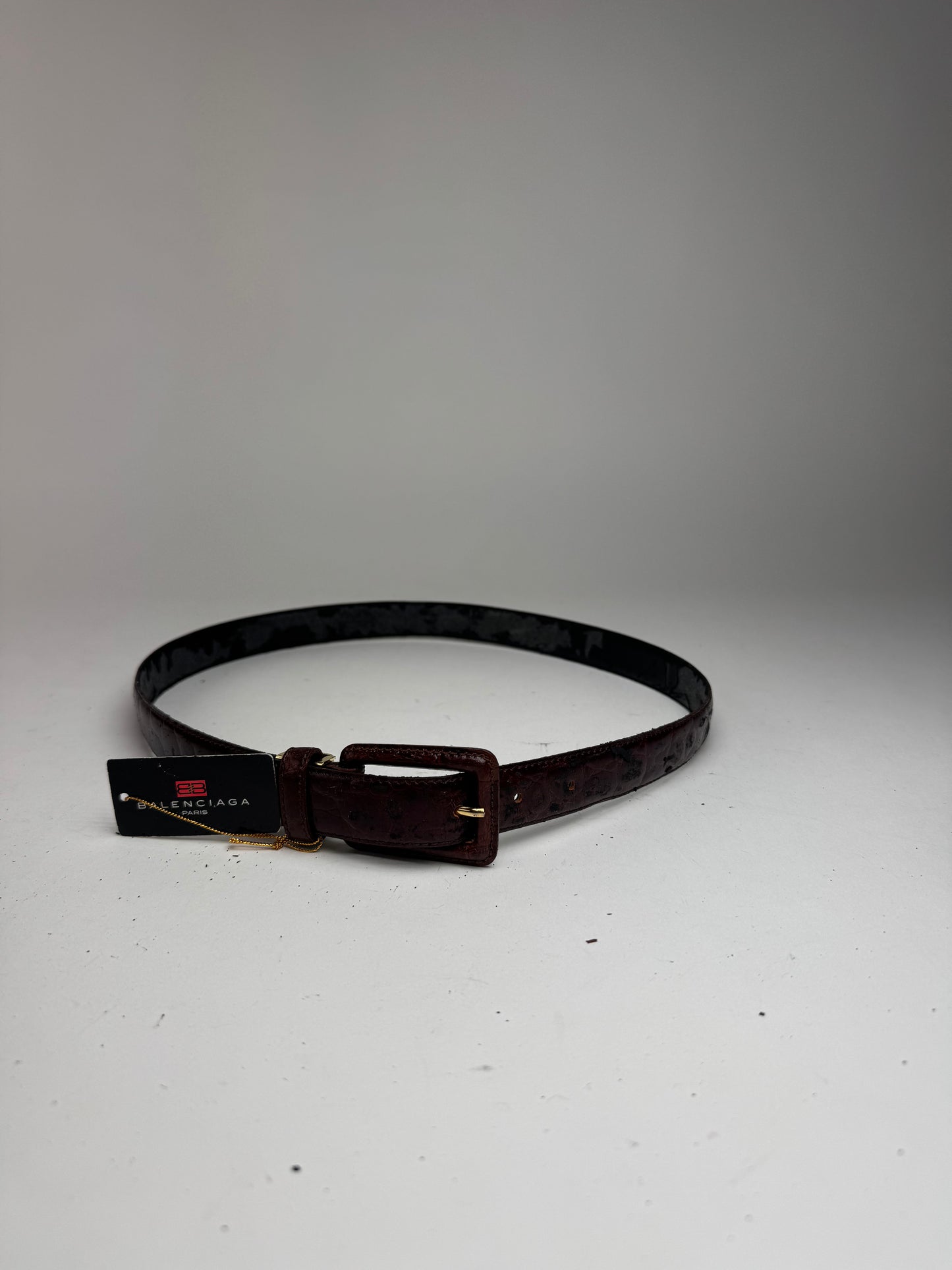 Vintage Balenciaga Purple patent leather belt crocodile emblossed