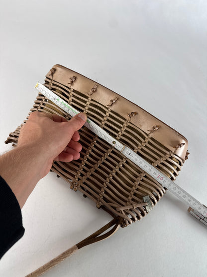 Vintage Salvatore Ferragamo Cage Leather Bag Brown