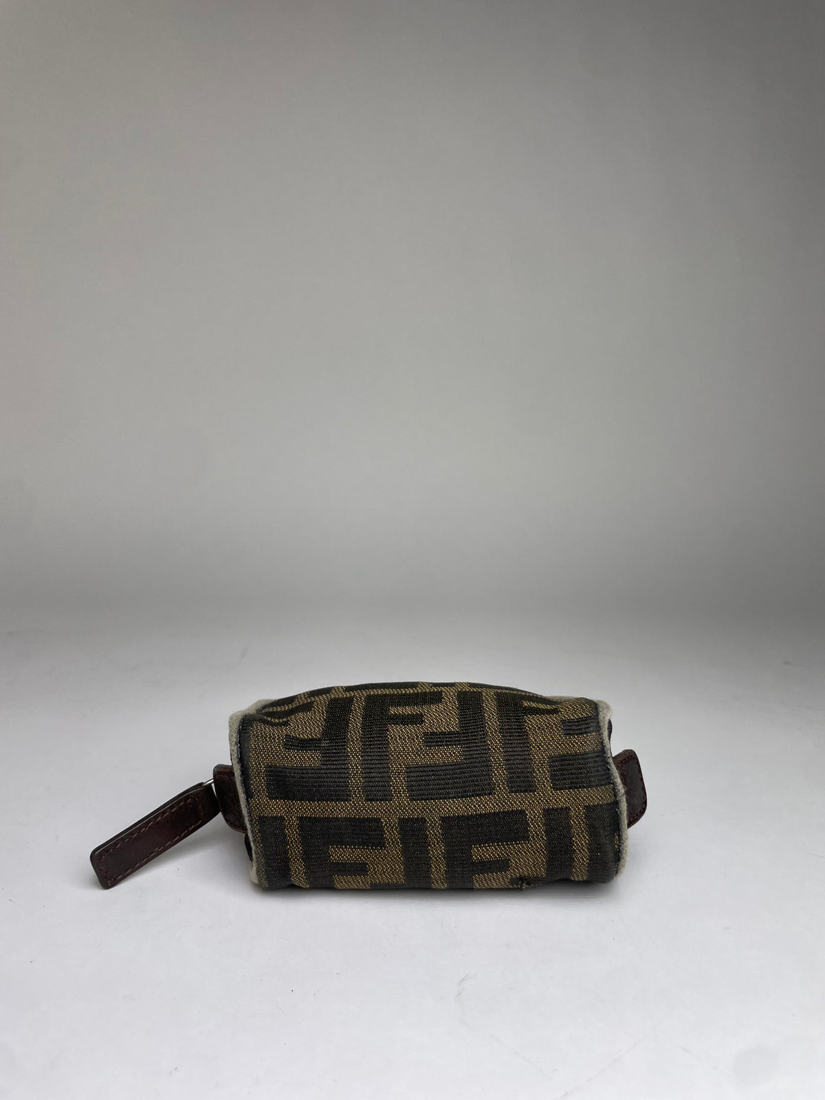 Vintage Fendi Zucca Canvas Cosmetic Pouch Late 1980s Brown Black