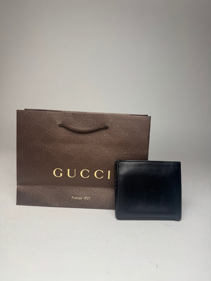 Vintage Gucci Flapable Leather Wallet Black