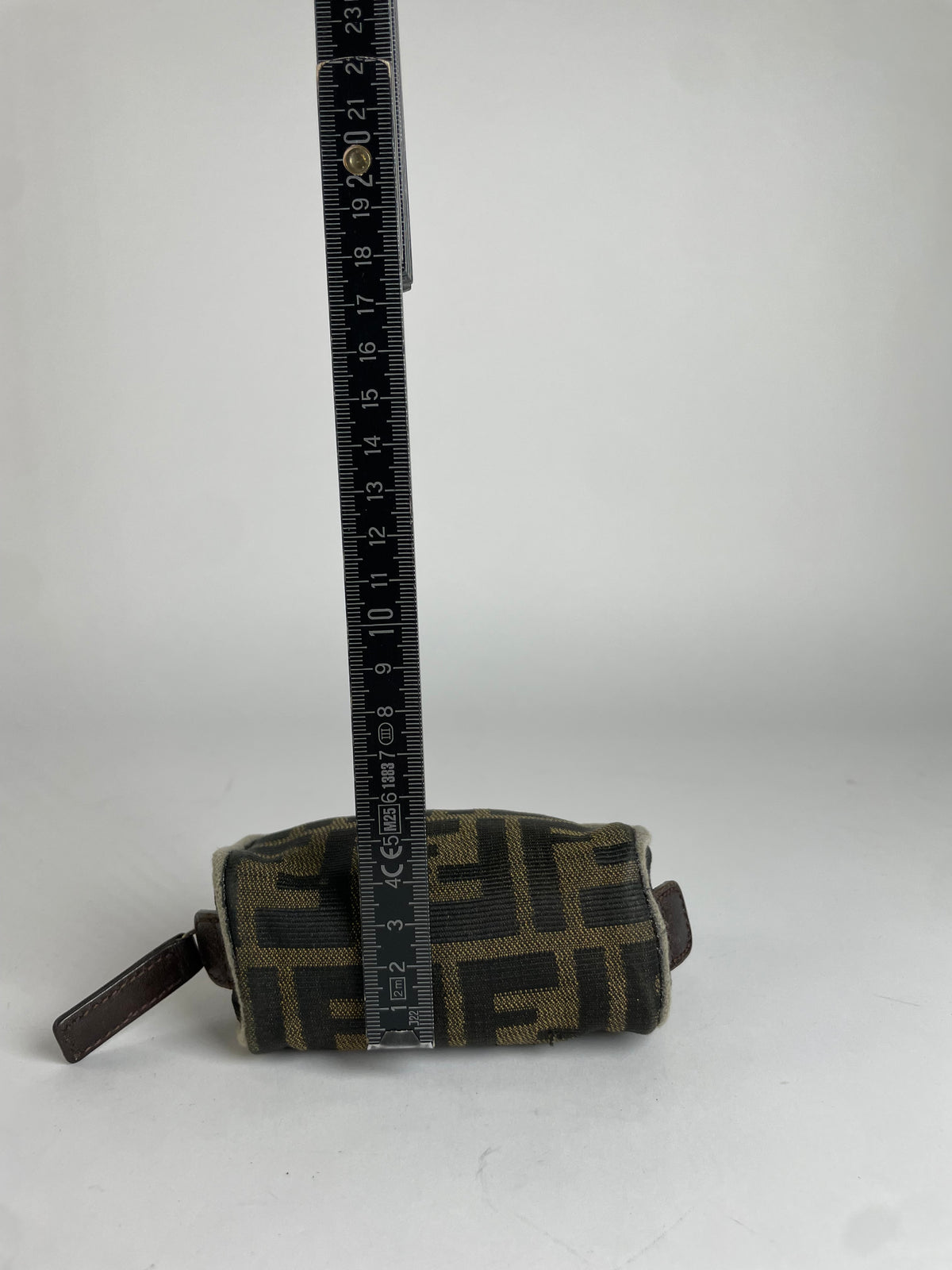 Vintage Fendi Zucca Canvas Cosmetic Pouch Late 1980s Brown Black