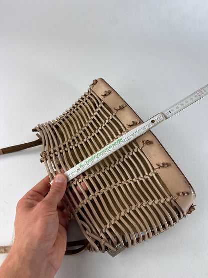 Vintage Salvatore Ferragamo Cage Leather Bag Brown