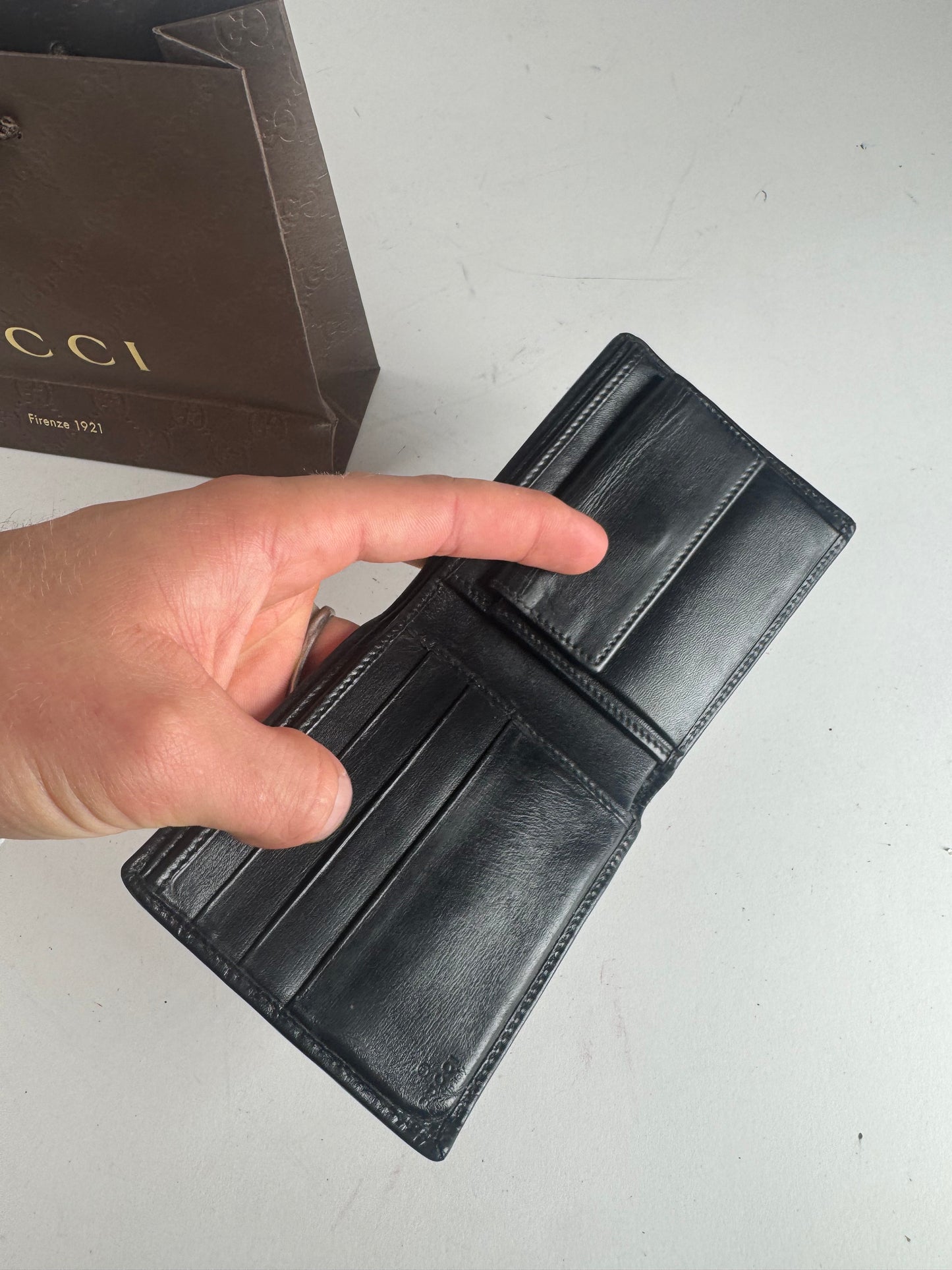 Vintage Gucci Flapable Leather Wallet Black