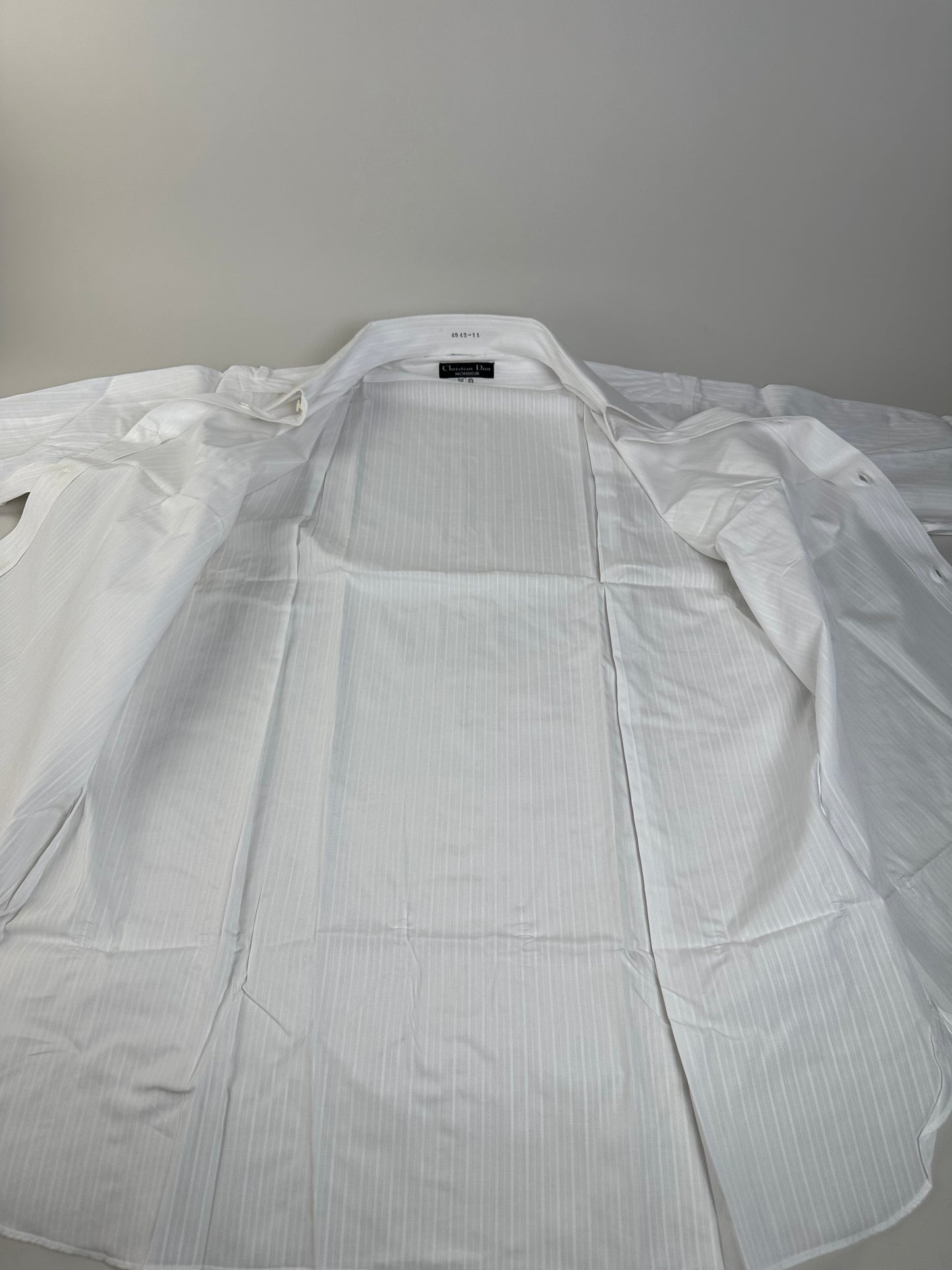 Vintage Dior Men's Cotton Shirt Striped White M