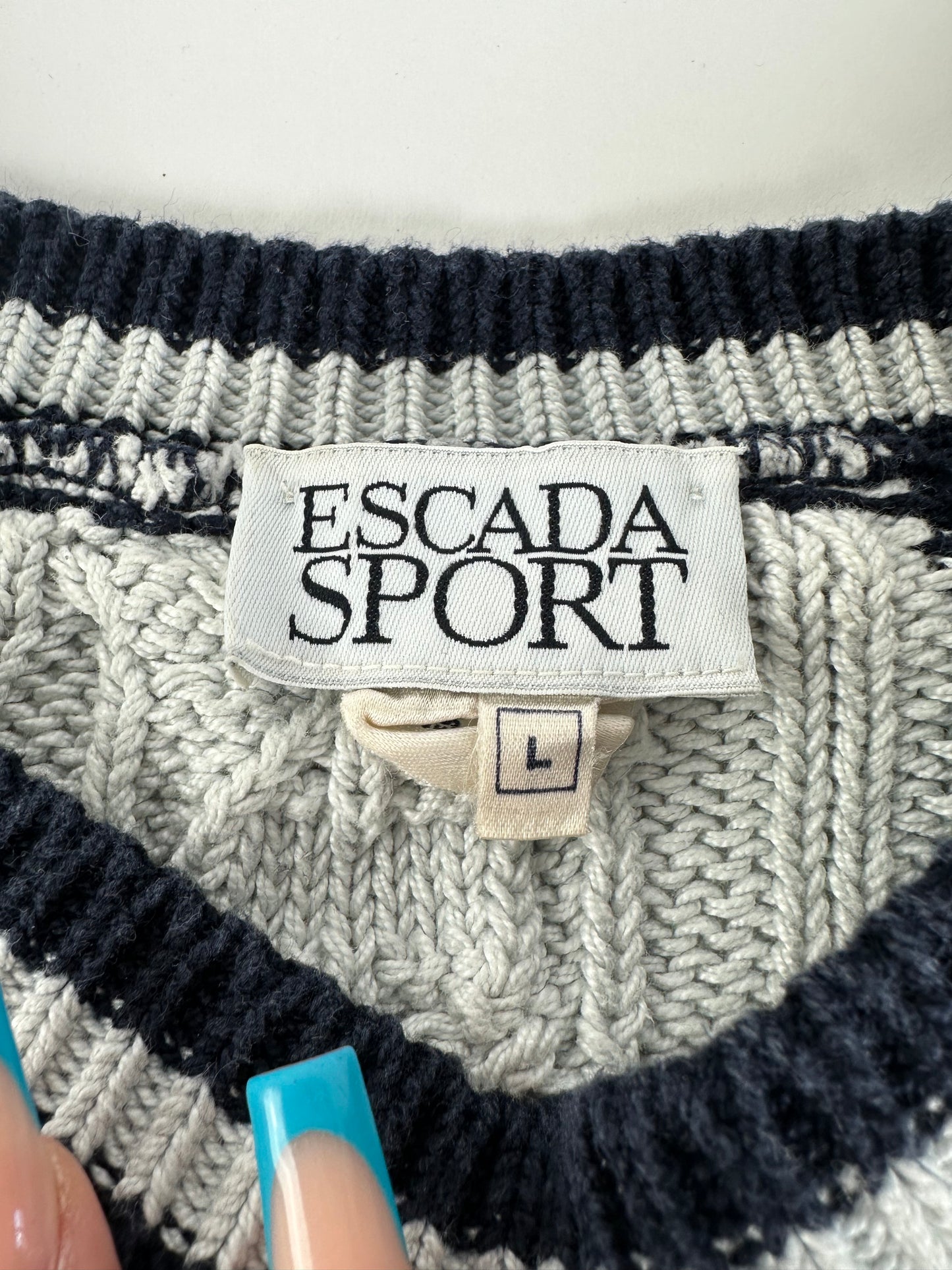 Vintage Escada Cotton Sweater Navy