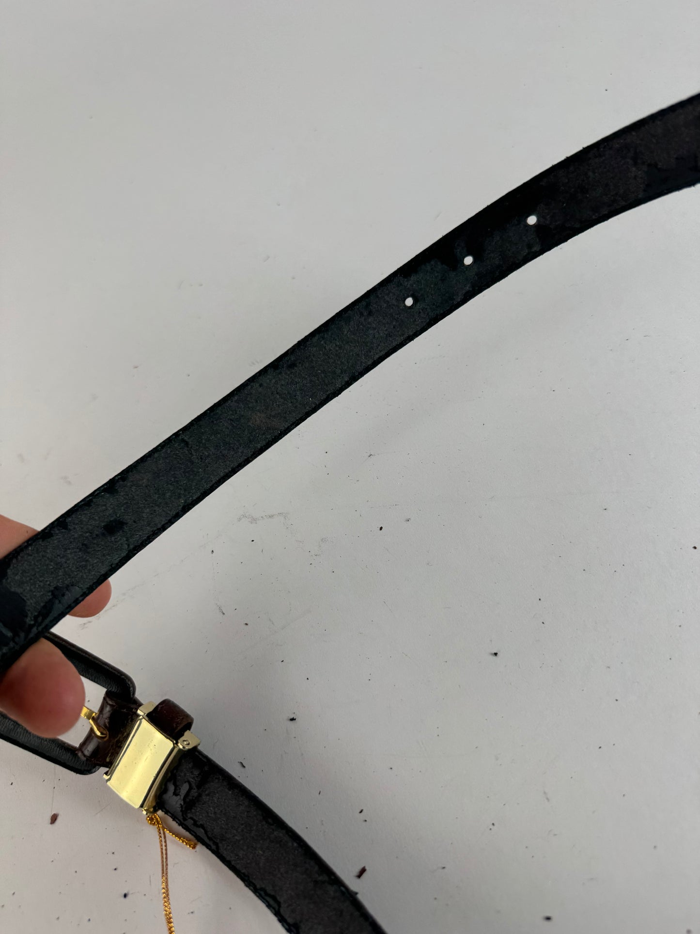 Vintage Balenciaga Purple patent leather belt crocodile emblossed