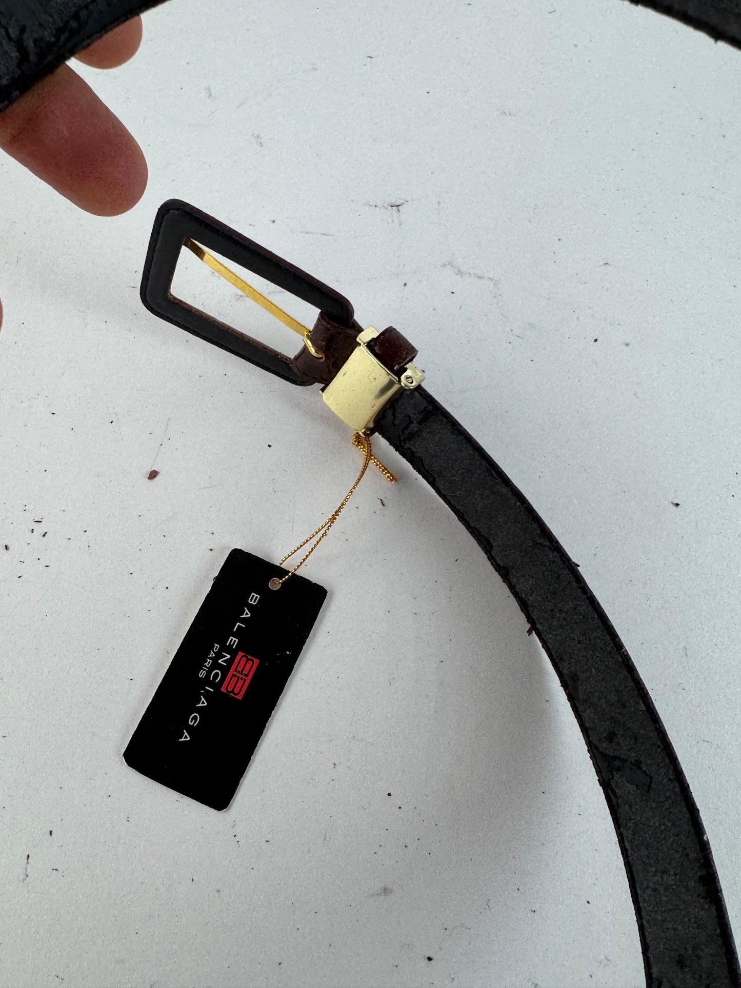 Vintage Balenciaga Purple patent leather belt crocodile emblossed