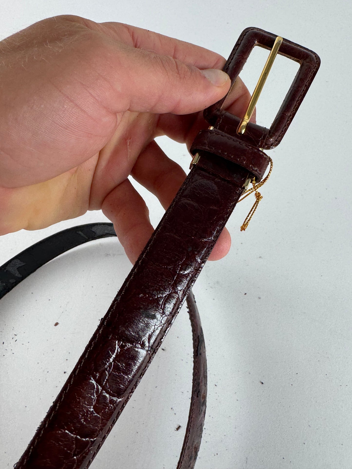 Vintage Balenciaga Purple patent leather belt crocodile emblossed