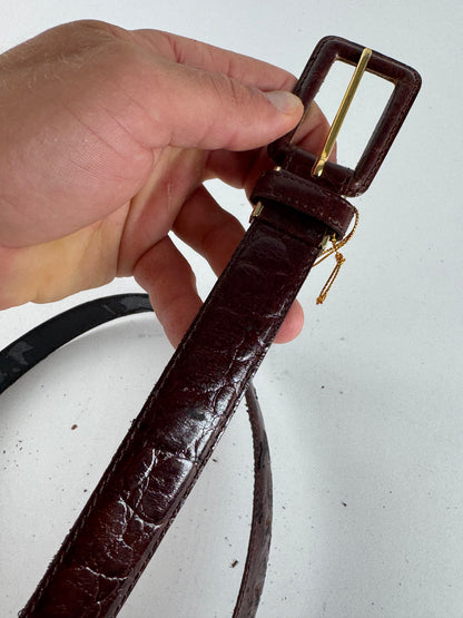 Vintage Balenciaga Purple patent leather belt crocodile emblossed