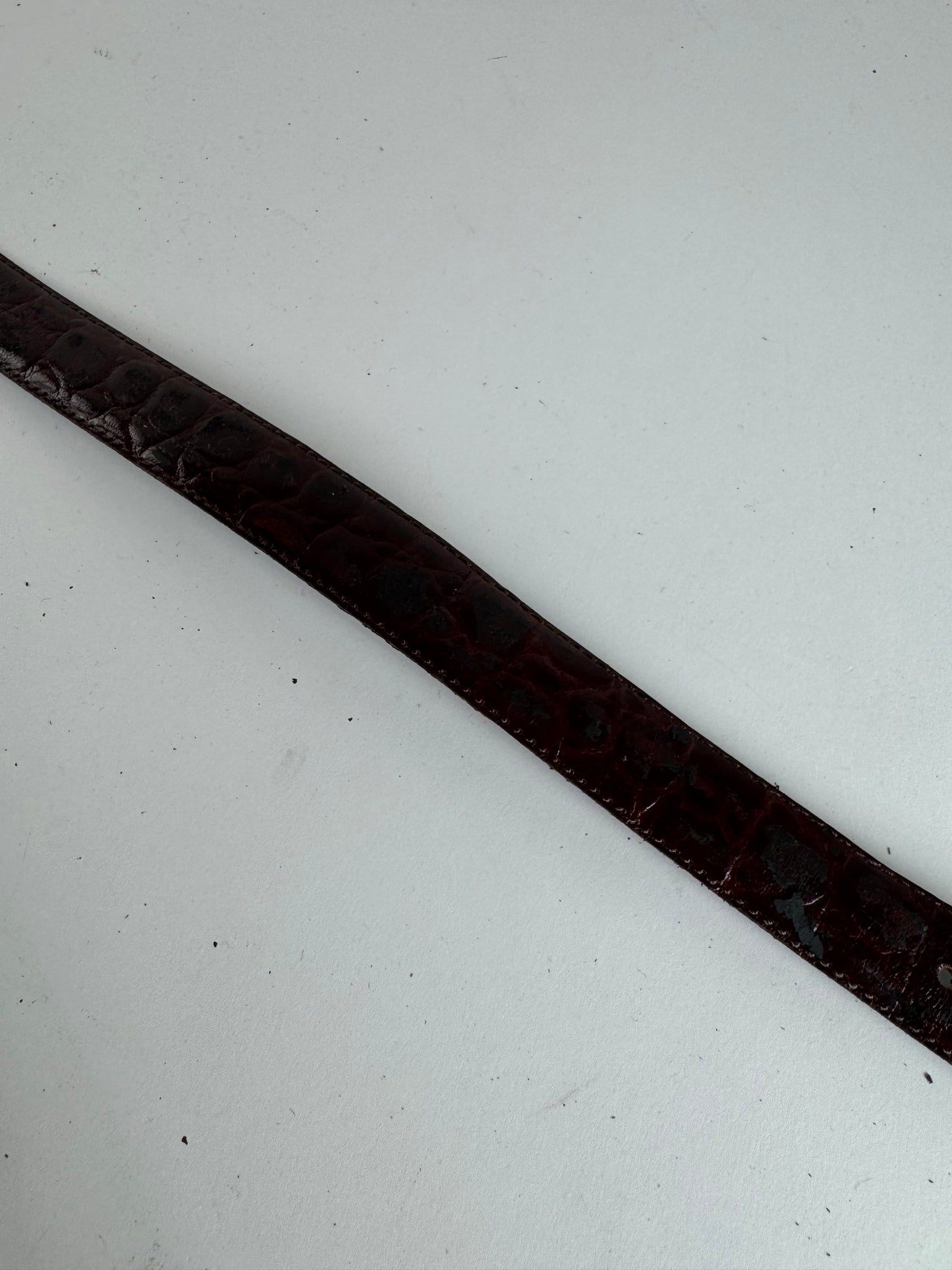 Vintage Balenciaga Purple patent leather belt crocodile emblossed