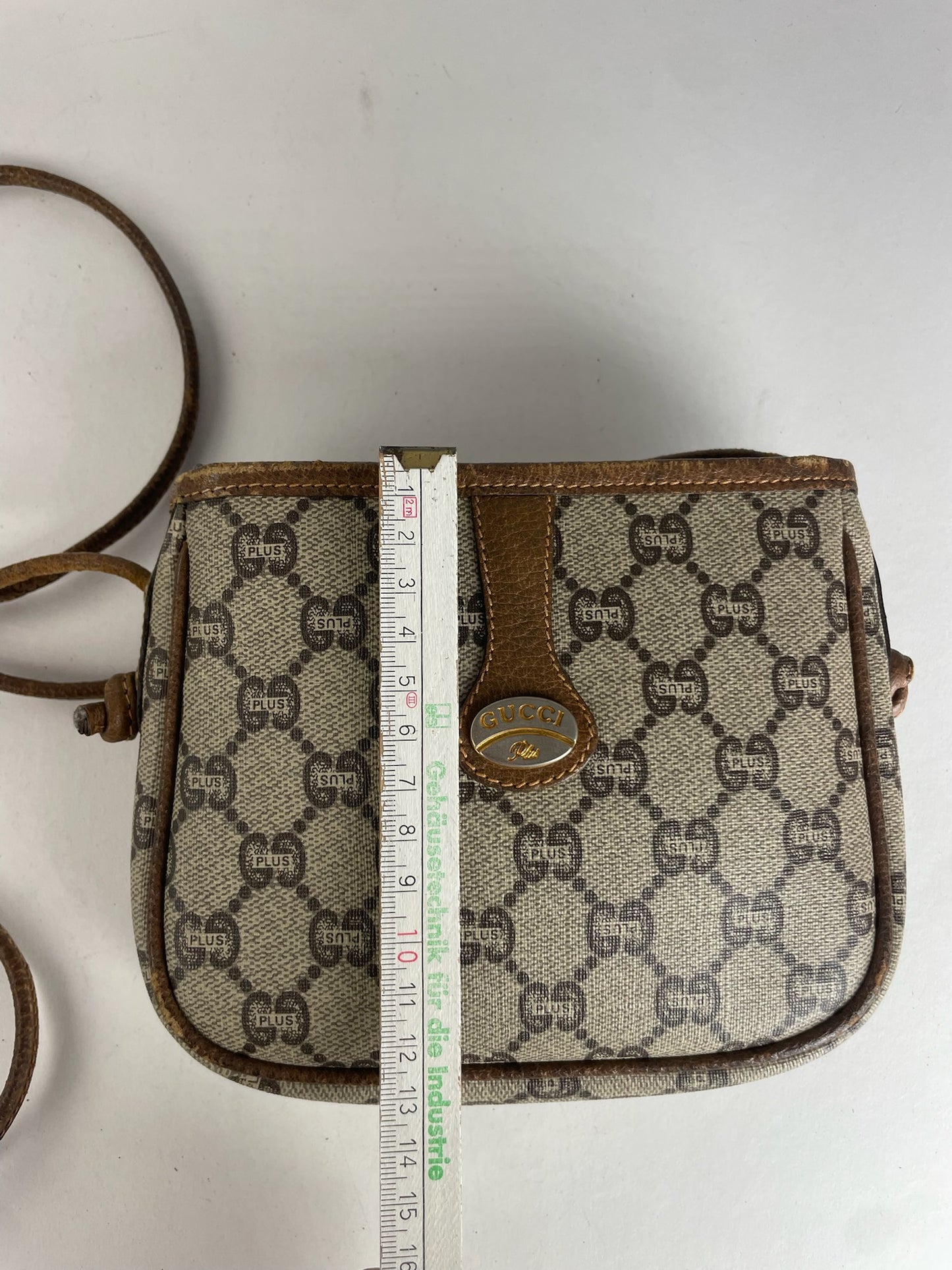 Vintage Gucci Monogram Leather Shoulder / Crossbody bag Grey Brown