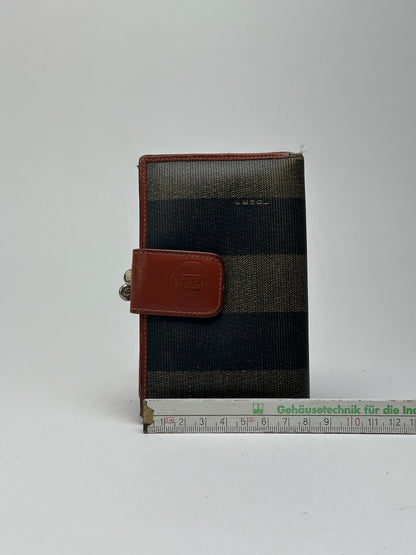 Vintage Fendi Roma Leather Wallet Brown orange striped