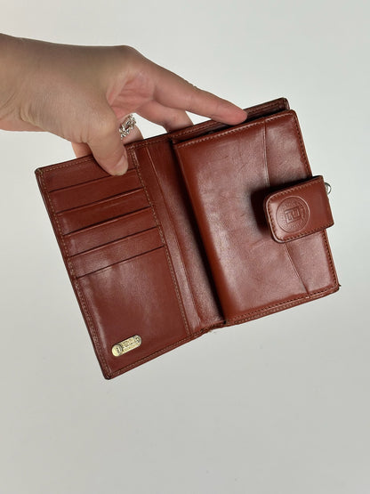 Vintage Fendi Roma Leather Wallet Brown orange striped
