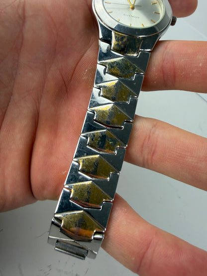 Vintage Givenchy Stainless Steel Bracelet Watch Silver Gold