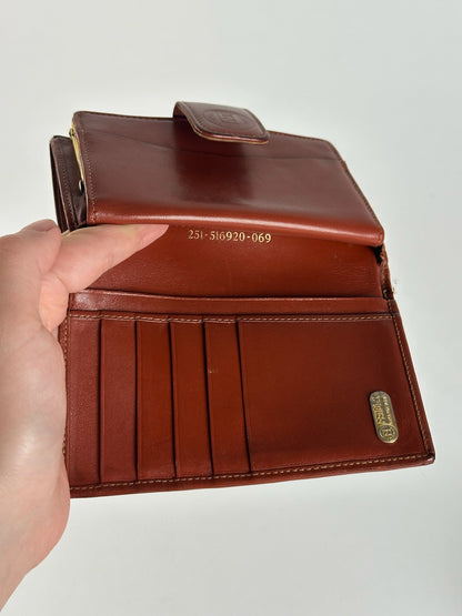 Vintage Fendi Roma Leather Wallet Brown orange striped