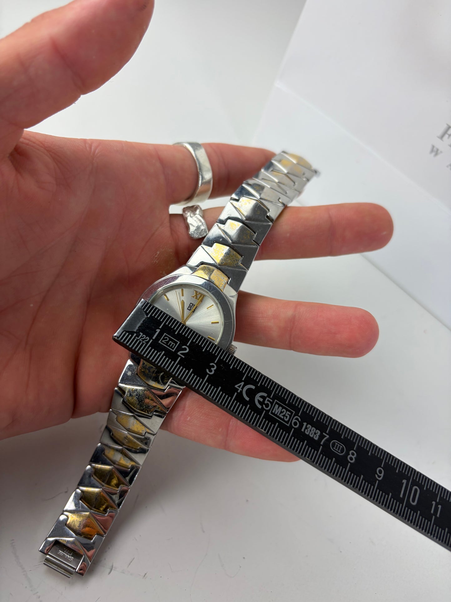 Vintage Givenchy Stainless Steel Bracelet Watch Silver Gold