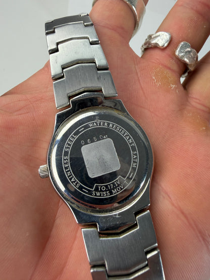 Vintage Givenchy Stainless Steel Bracelet Watch Silver Gold
