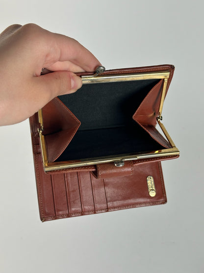 Vintage Fendi Roma Leather Wallet Brown orange striped