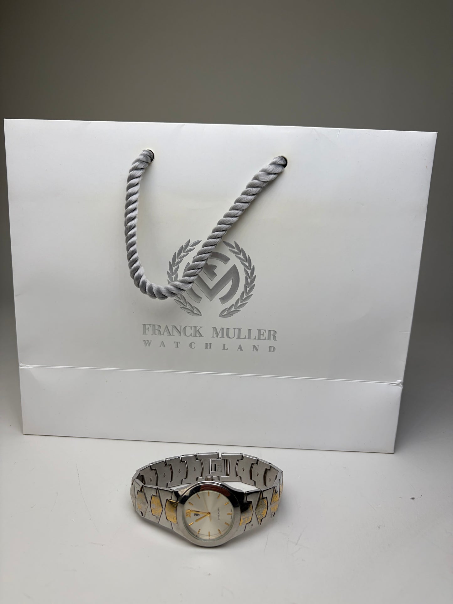 Vintage Givenchy Stainless Steel Bracelet Watch Silver Gold