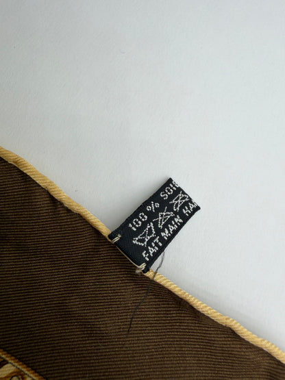 Vintage Dior Silk Scarf Beige Brown Gold