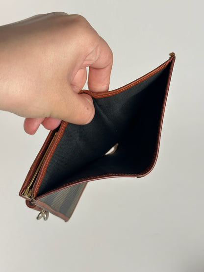 Vintage Fendi Roma Leather Wallet Brown orange striped