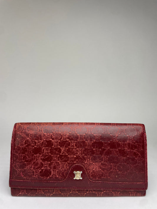 Vintage Celine Macadam Leather Bifold Wallet Late 1980s Burgundy