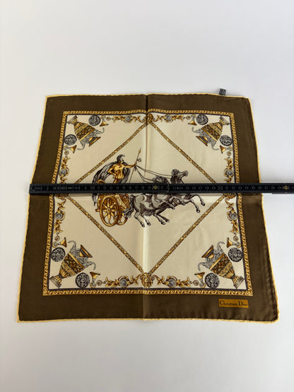 Vintage Dior Silk Scarf Beige Brown Gold