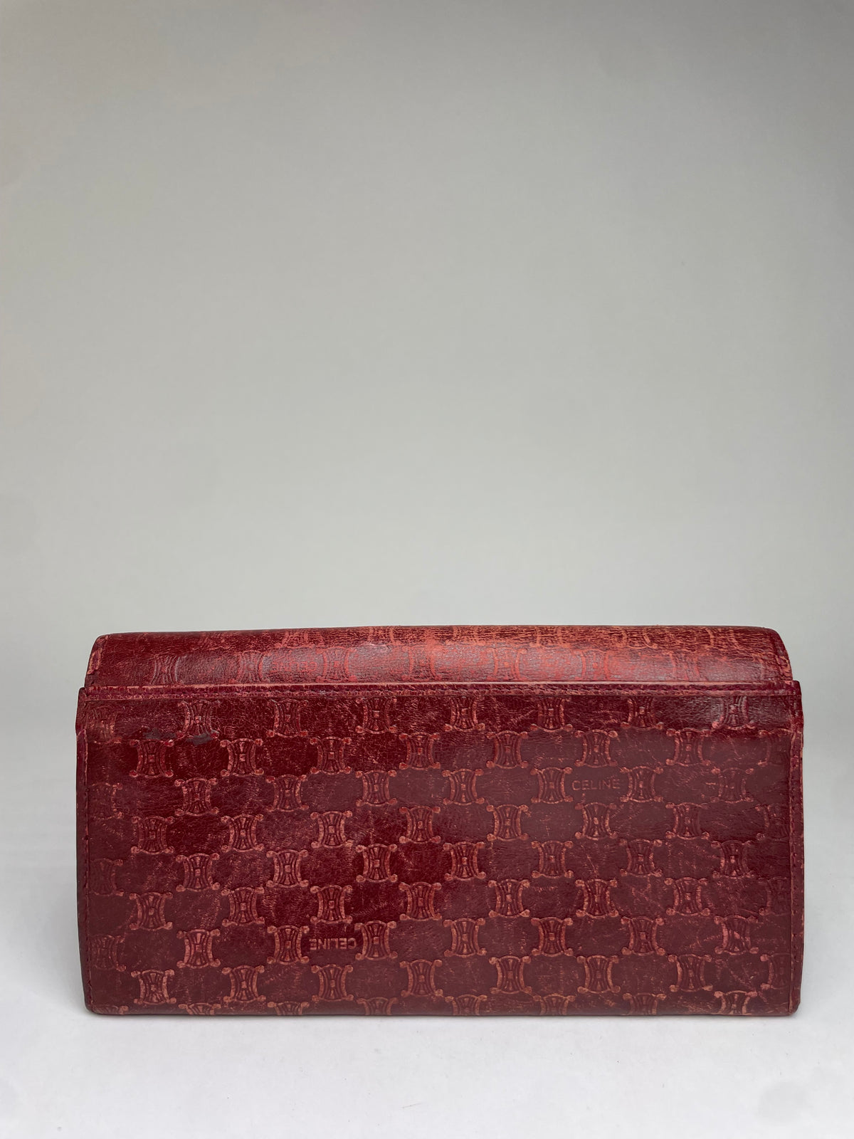Vintage Celine Macadam Leather Bifold Wallet Late 1980s Burgundy