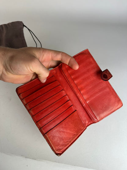 Vintage Bottega Veneta Inteecciato Leather Wallet Red